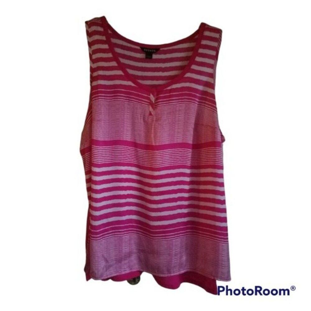 Women's Size 2 X Pink and White Stripe Blouse -24"W x 30"L